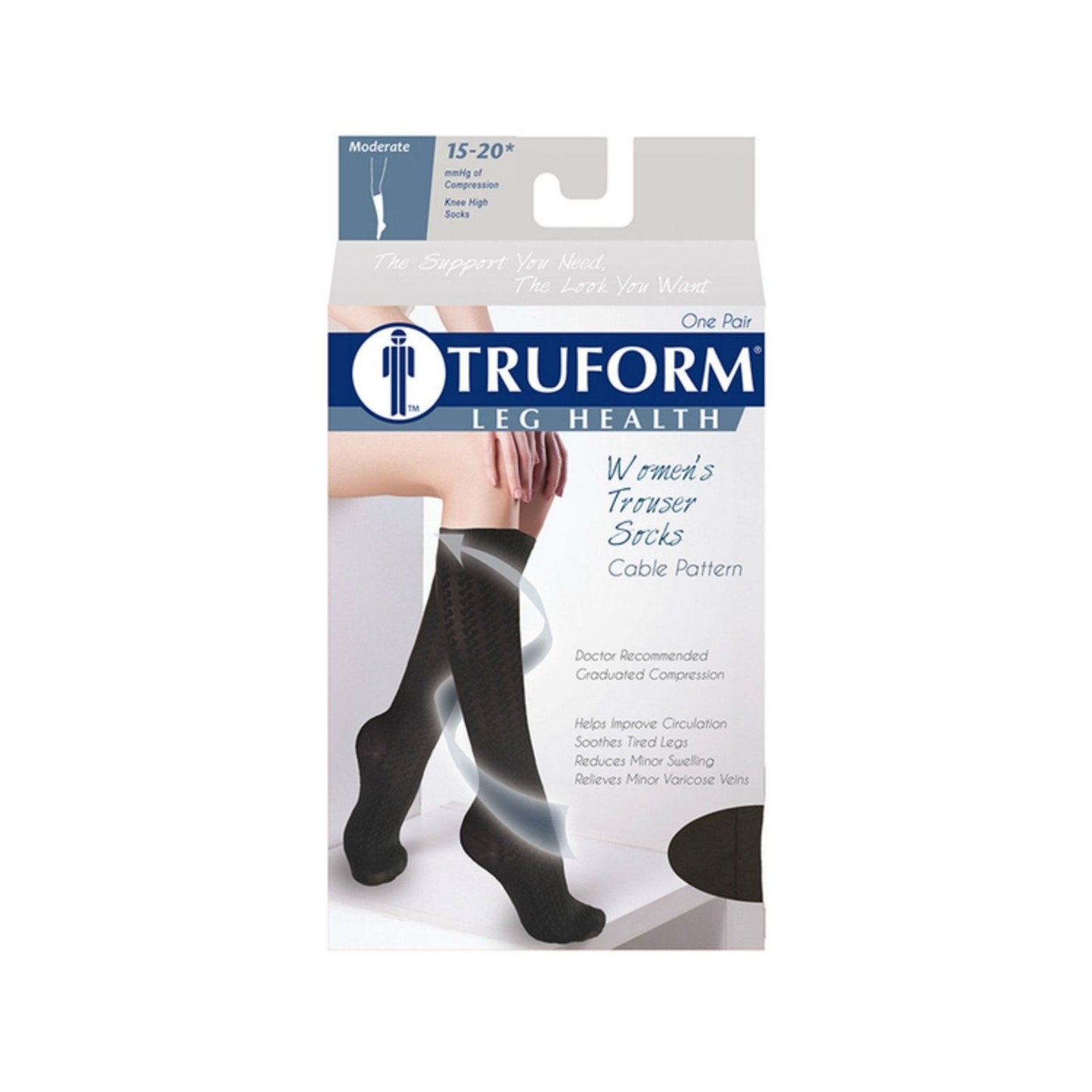 Ladies' Socks Cable Pattern Knee High Closed Toe/ 15-20 mmHg