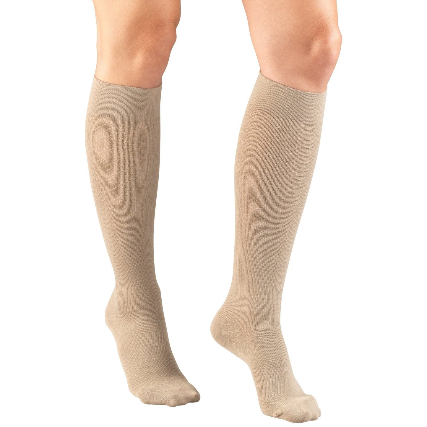 Ladies' Socks Diamond Pattern Knee High Closed Toe 15-20 mmHg