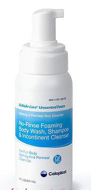 Bedside-Care Unscented No-Rinse Foaming Shampoo & Body Wash – 8 oz Pump Bottle