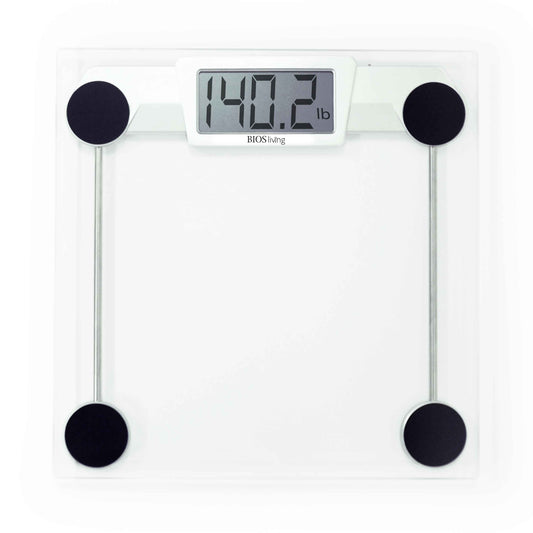 BIOS Living Digital Glass Bathroom Scale with Large LCD Display