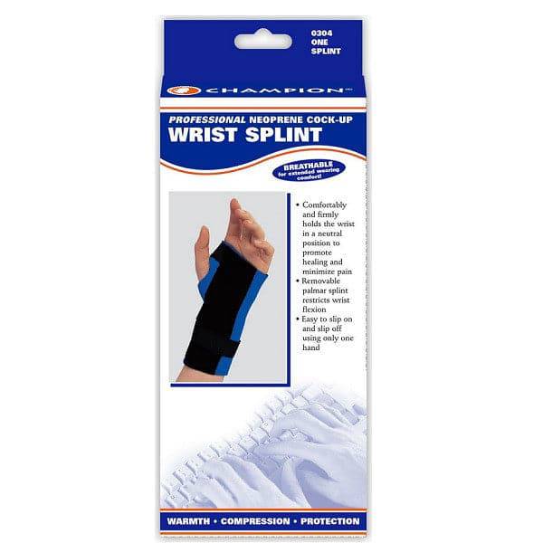 Champion Professional Neoprene Cock-Up Wrist Splint - Blue