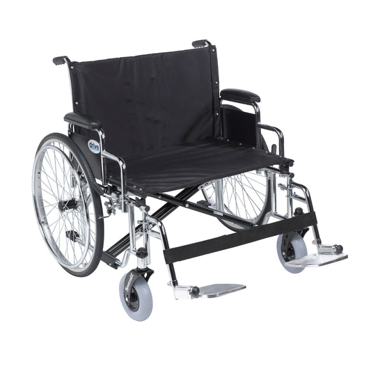 Sentra EC Heavy Duty Extra Wide Wheelchair, Detachable Desk Arms, Swing away Footrests, 28" Seat