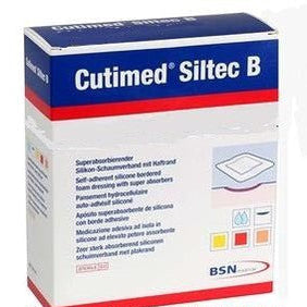 Cutimed Siltec B Foam Dressing with Super Absorbers, Silicone Layer & Adhesive Border – 17.5 cm x 17.5 cm