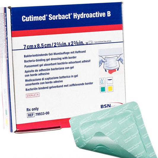 Cutimed Sorbact Hydroactive B Antimicrobial Foam Dressing with Adhesive Border – 7 cm x 8.5 cm