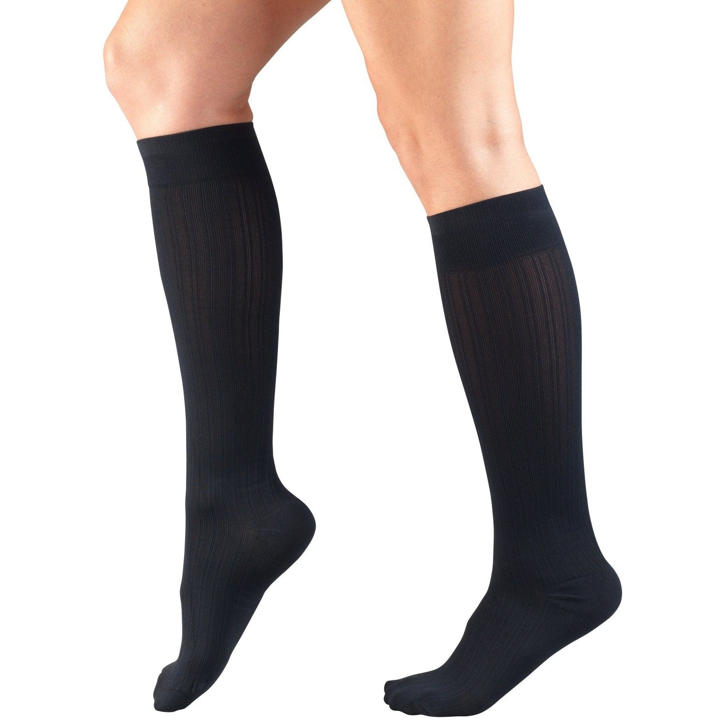 Ladies' Socks Rib Pattern Knee High Closed Toe 15-20 mmHg