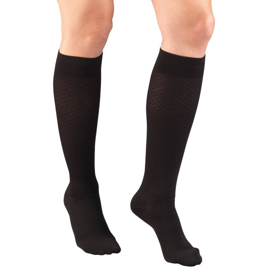 Ladies' Socks Diamond Pattern Knee High Closed Toe 15-20 mmHg