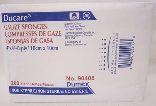 Ducare Woven Gauze Sponge – 4 In x 4 In, 8 Ply, Non-Sterile