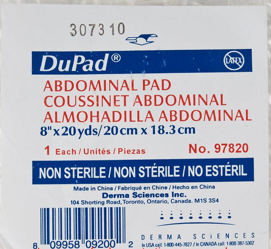 Dupad Abdominal Pad 8In X 20Yds, Non-Sterile