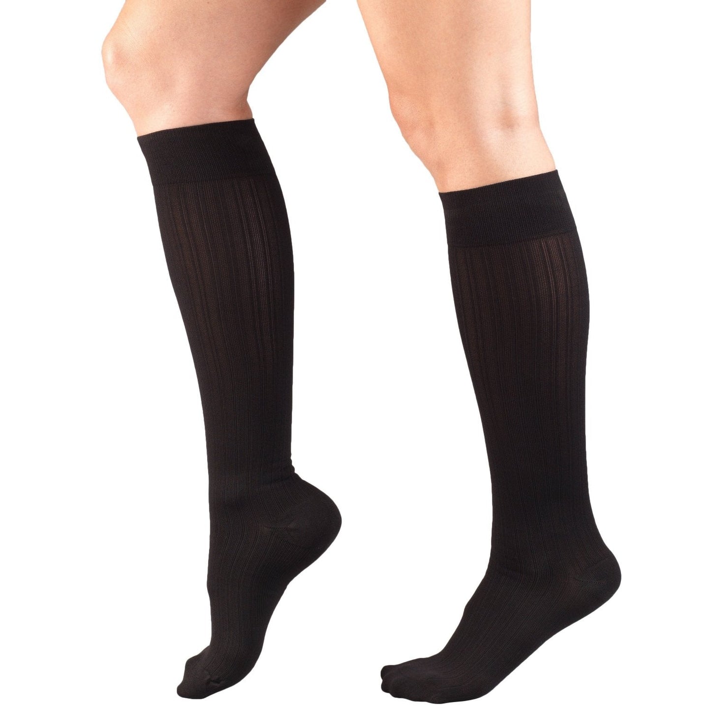 Ladies' Socks Rib Pattern Knee High Closed Toe/1974 20-30 mmHg