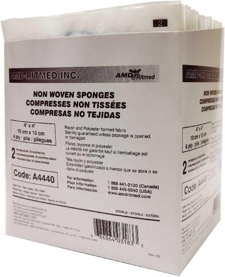 4" x 4" Non-Woven Sponges Sterile 4 Ply | A4440