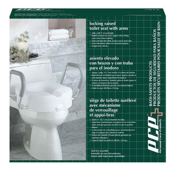 5" Molded Raised Toilet Seat with Removable Arms