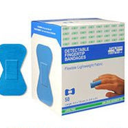 Fingertip Fabric Metal-Detectable Bandages (4.4Cm X 7.6Cm) Blue