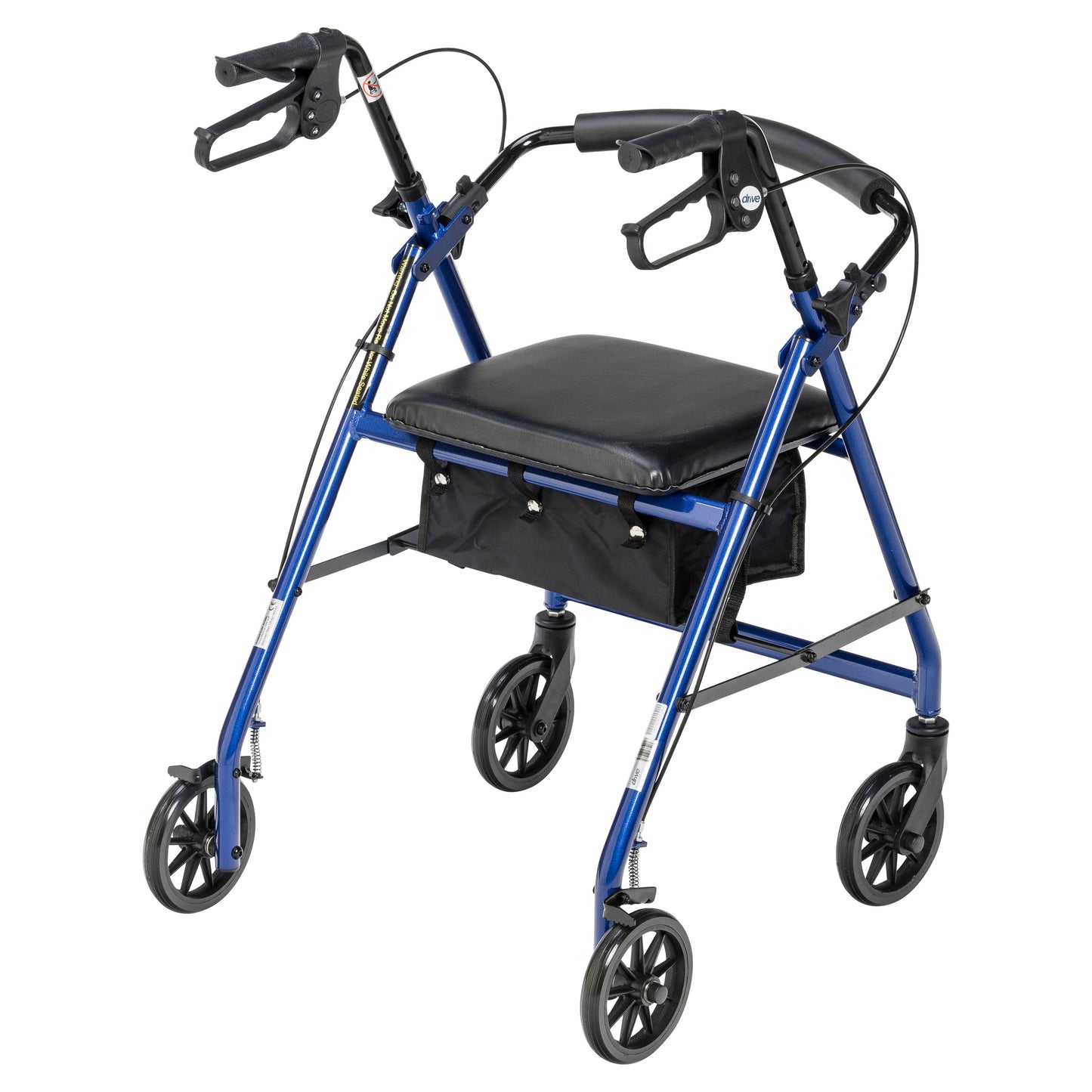 Walker Rollator with 6" Wheels, Fold Up Removable Back Support and Padded Seat, Blue