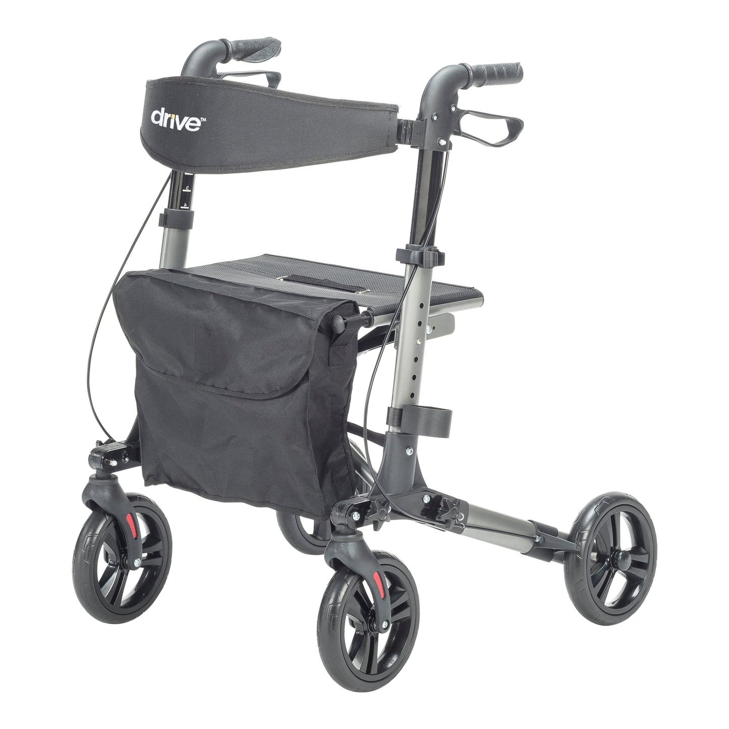 Compact Folding Rollator Rolling Walker, Grey/Black