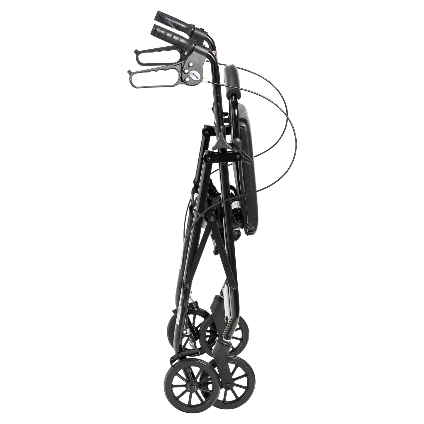 Walker Rollator with 6" Wheels, Fold Up Removable Back Support and Padded Seat, Black