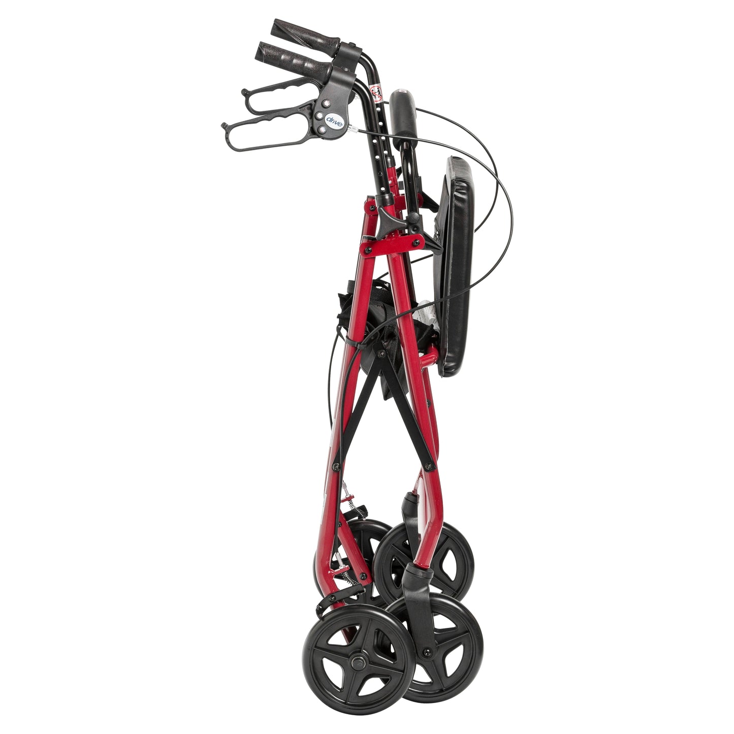 Aluminum Rollator with Fold Up and Removable Back Support and Padded Seat, Red