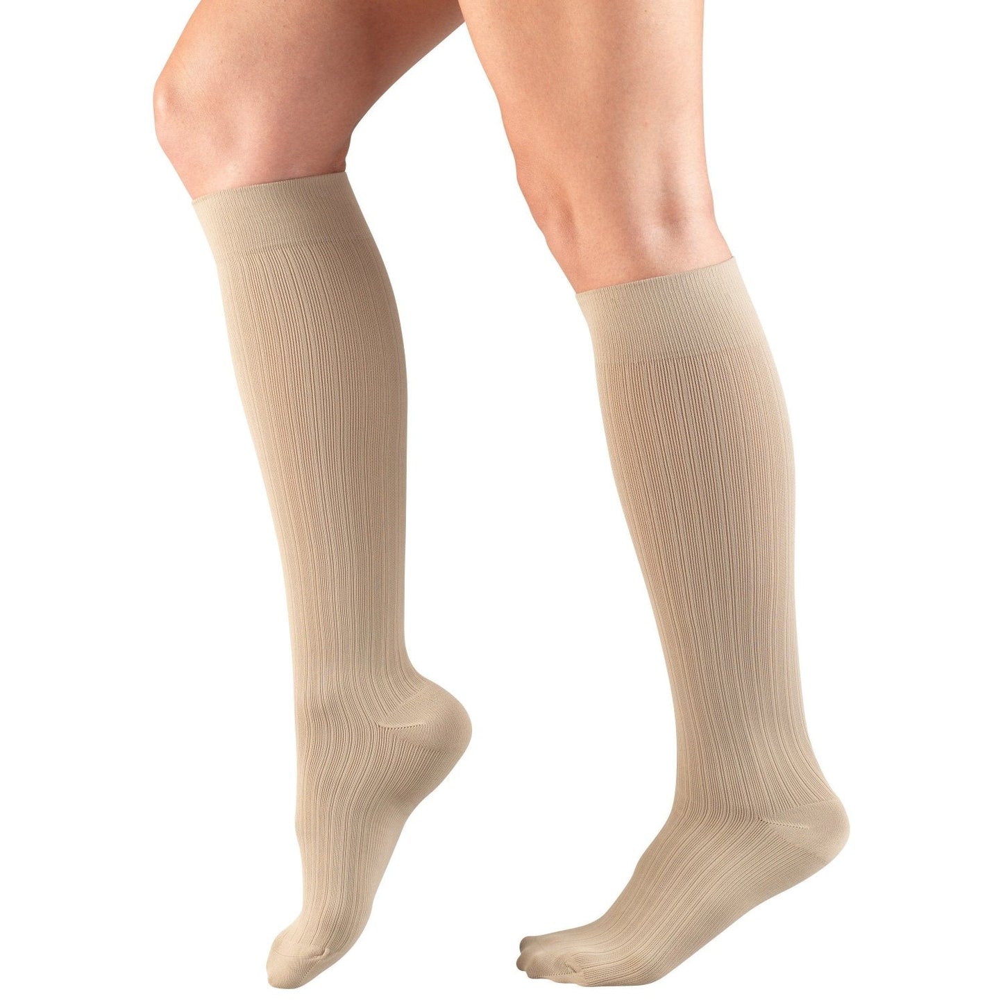 Ladies' Socks Rib Pattern Knee High Closed Toe 15-20 mmHg