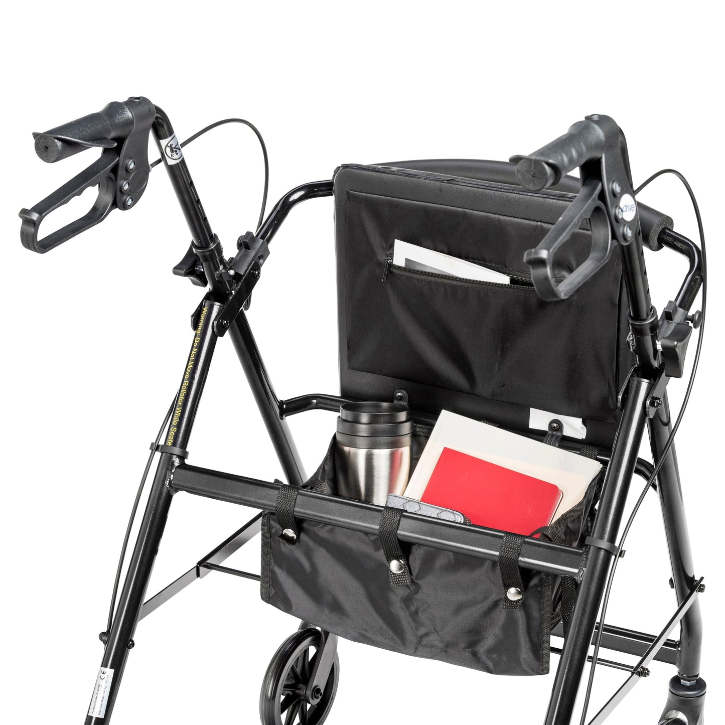 Walker Rollator with 6" Wheels, Fold Up Removable Back Support and Padded Seat, Black