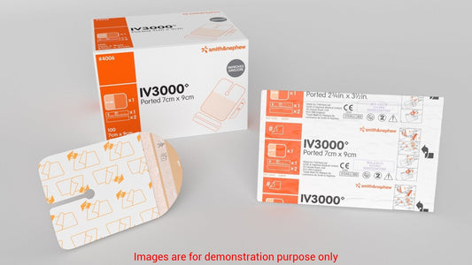 Iv3000 One Hand Ported Fixation Dressing, Size 7Cm X 9Cm