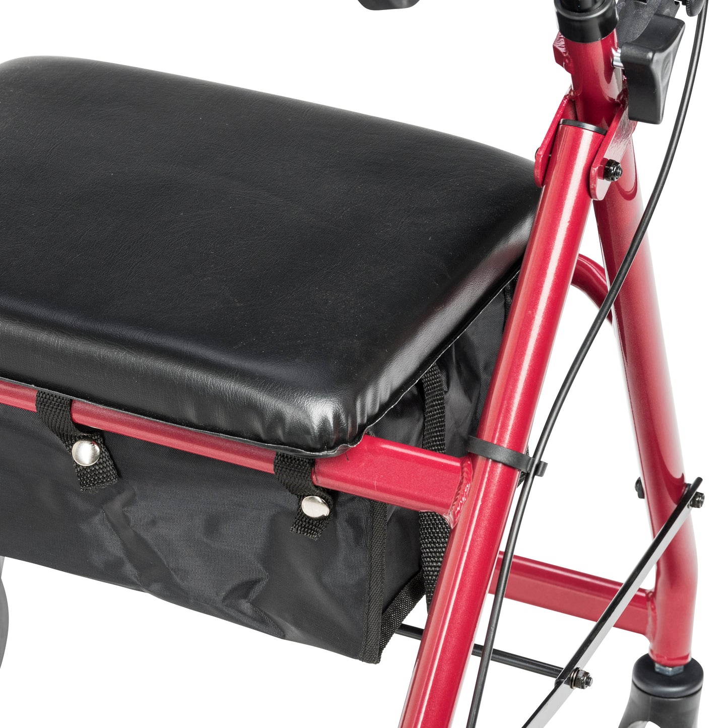 Aluminum Rollator with Fold Up and Removable Back Support and Padded Seat, Red