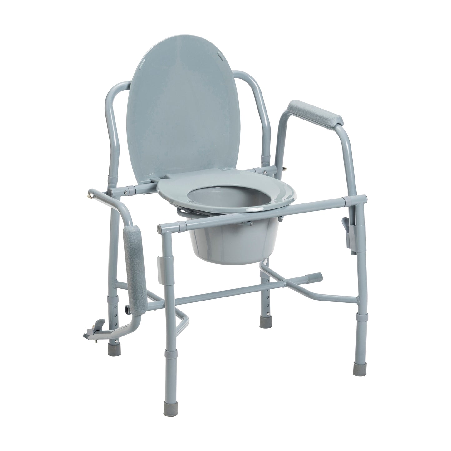 Steel Drop Arm Bedside Commode with Padded Arms