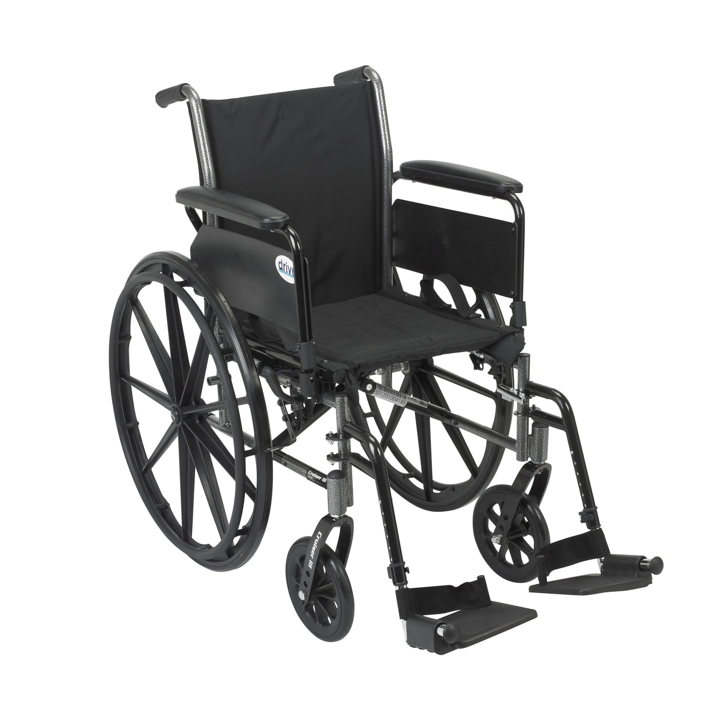 Cruiser III Light Weight Wheelchair with Flip Back Removable Arms, Full Arms, Swing away Footrests, 20" Seat