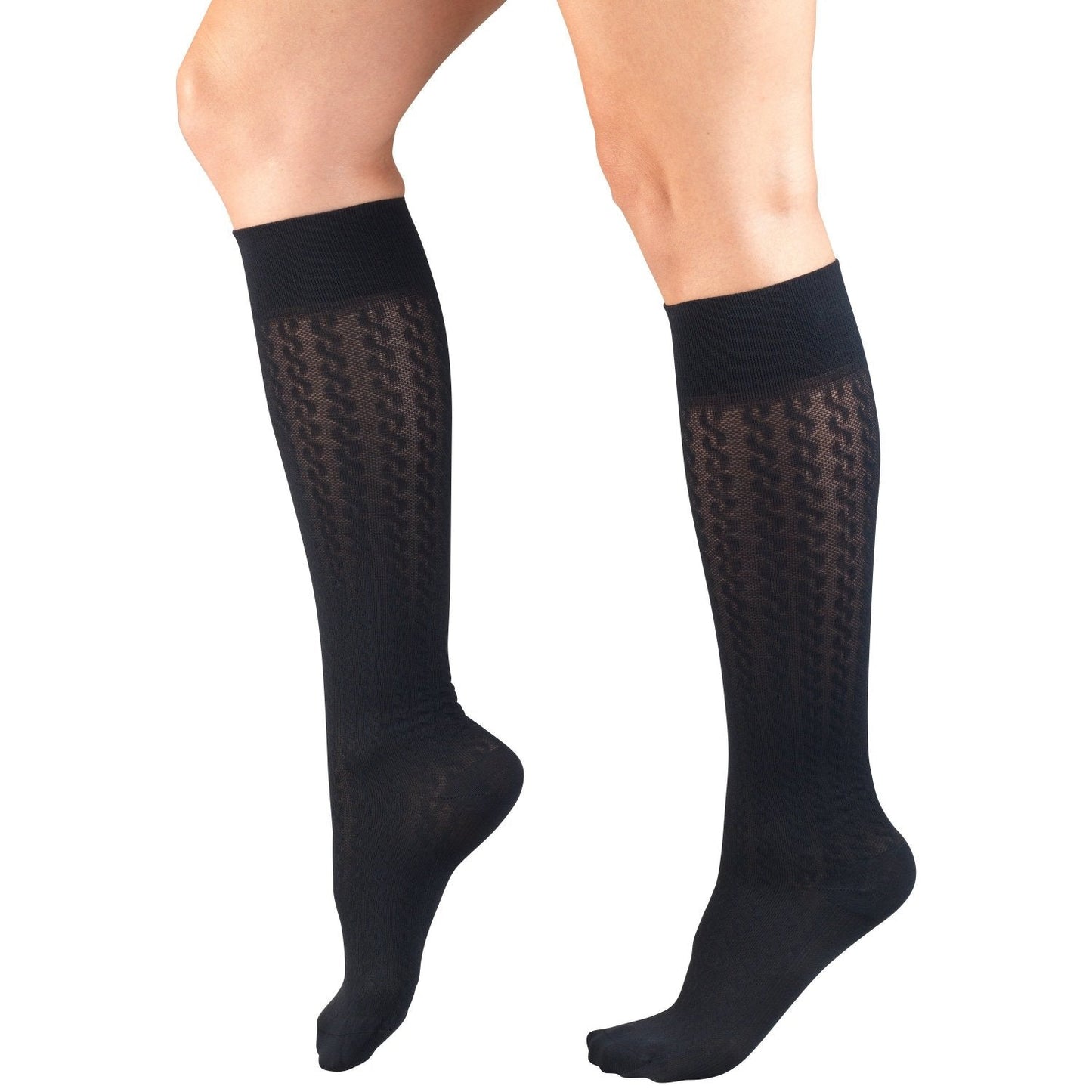 Ladies' Socks Cable Pattern Knee High Closed Toe/ 15-20 mmHg