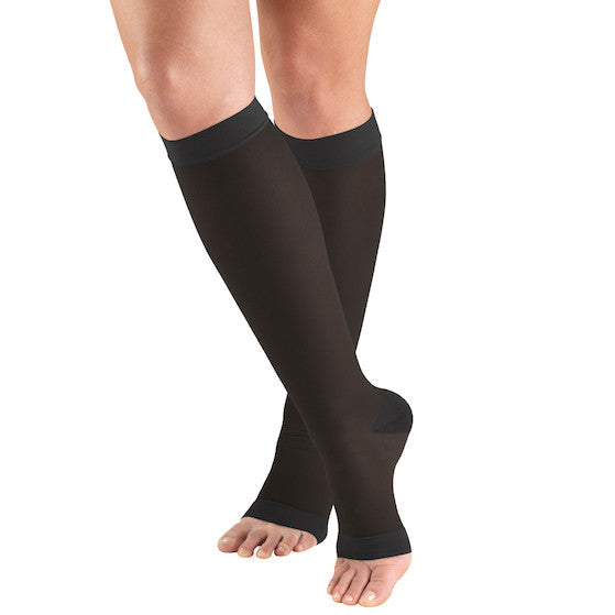 Ladies' Sheer Knee High Open Toe Stockings/1772 15-20 mmHg