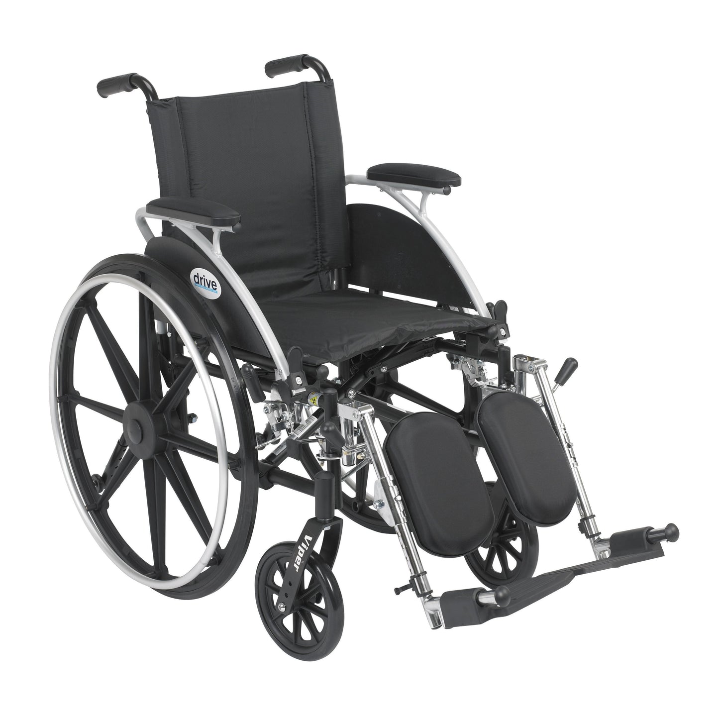 Viper Wheelchair with Flip Back Removable Arms, Desk Arms, Elevating Leg Rests, 14" Seat