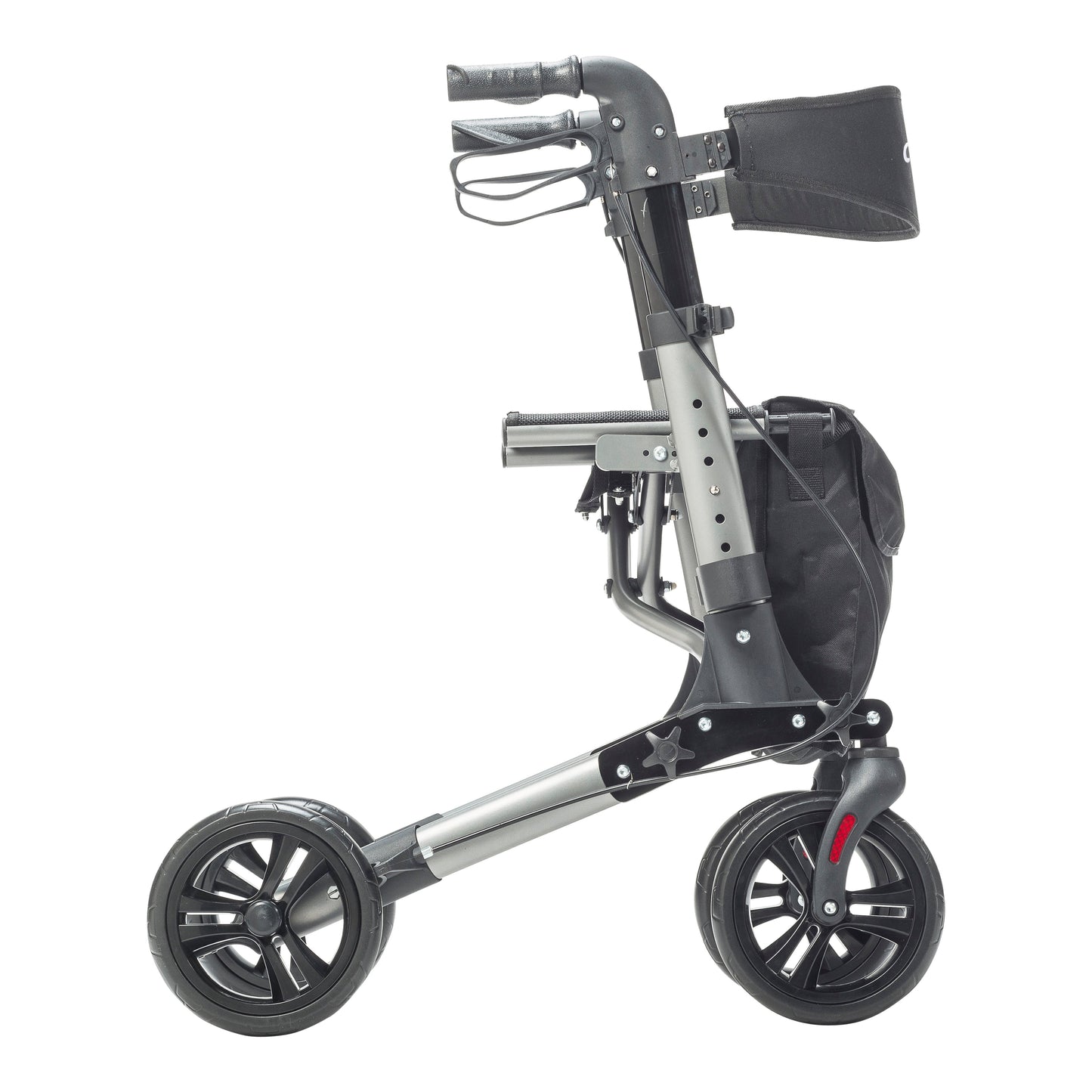 Compact Folding Rollator Rolling Walker, Grey/Black