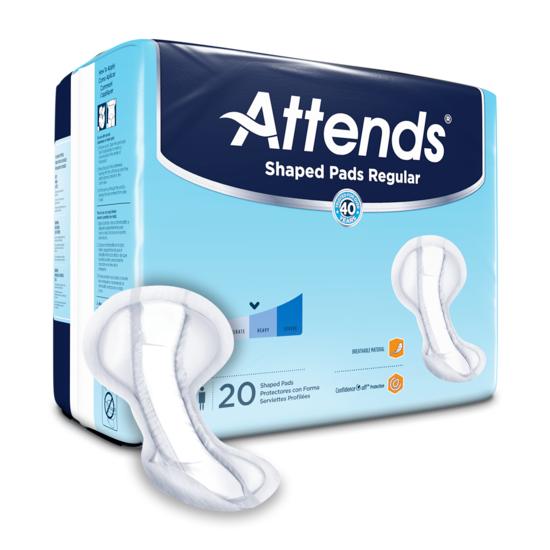 Attends Shaped Regular Pads Length: 24.5"in