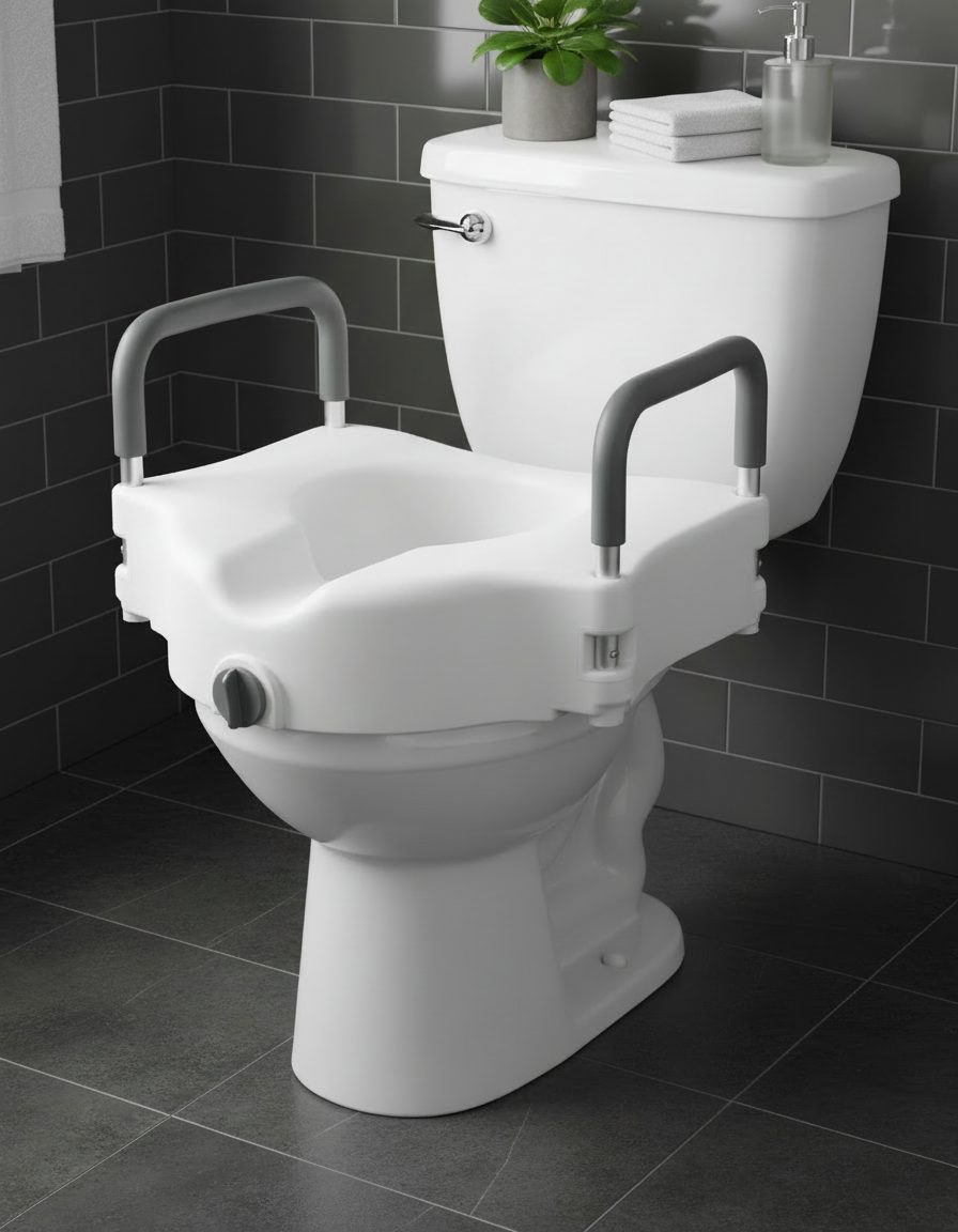Locking 4" Raised Toilet Seat with Removable Arms – Standard