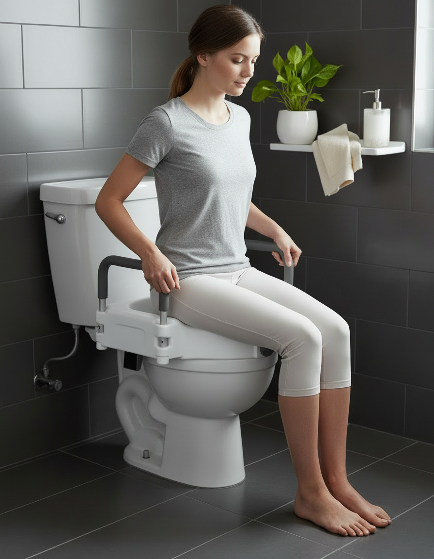 Locking 4" Raised Toilet Seat with Removable Arms – Standard