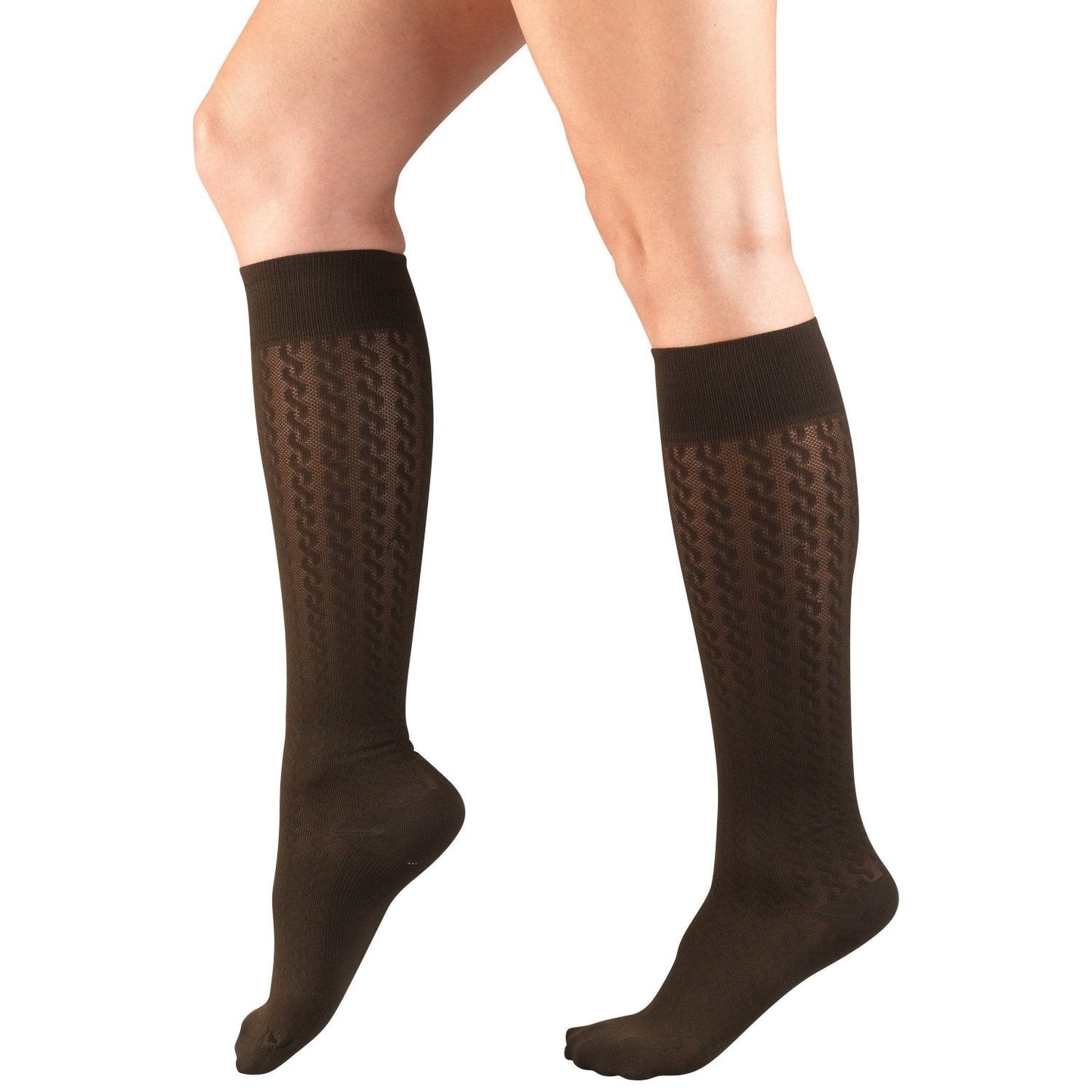 Ladies' Socks Cable Pattern Knee High Closed Toe/ 15-20 mmHg