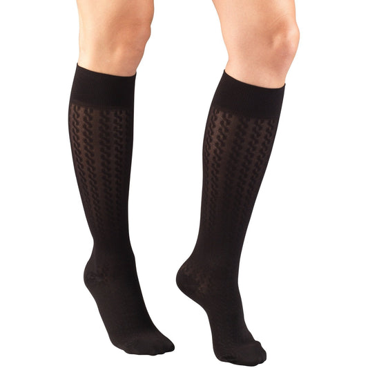 Ladies' Socks Cable Pattern Knee High Closed Toe/ 15-20 mmHg