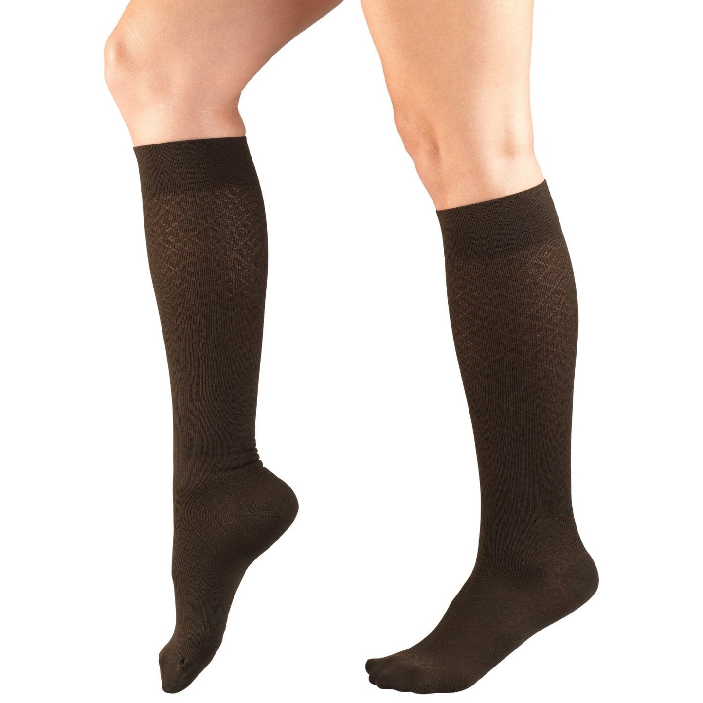 Ladies' Socks Diamond Pattern Knee High Closed Toe 15-20 mmHg