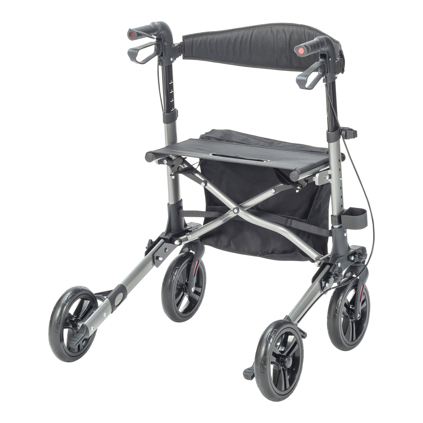 Compact Folding Rollator Rolling Walker, Grey/Black