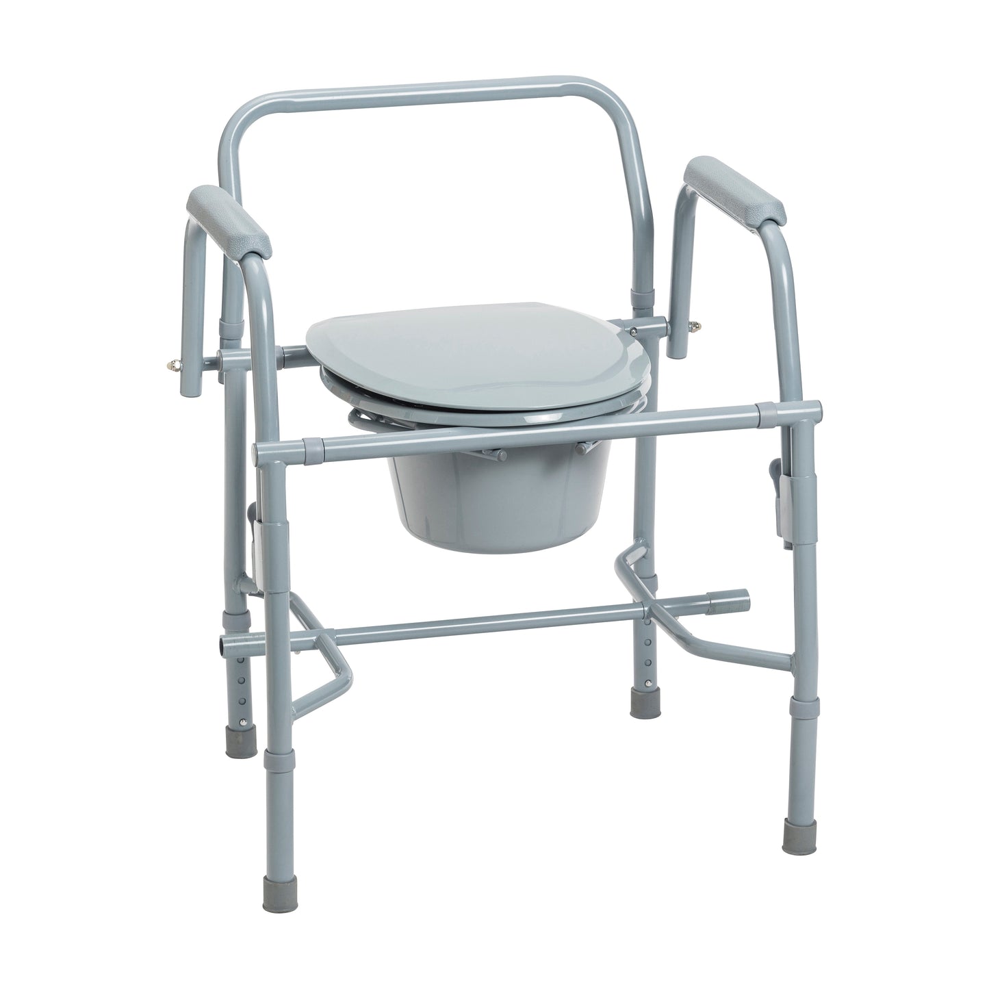 Steel Drop Arm Bedside Commode with Padded Arms