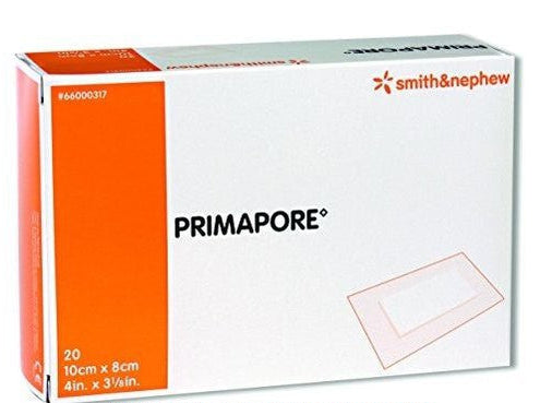 Primapore Low-Adherent Post-Op Island Dressing, Size 10Cm X 8Cm