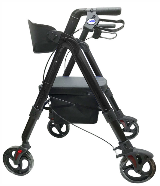 Bariatric Folding Rollator – MOBB Heavy Duty Aluminum, 500 lb Capacity, 8" Wheels