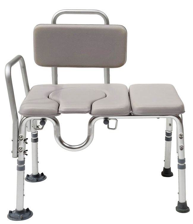 Padded Transfer Commode Chair – MOBB, 300 lb, Aluminum, Suction Cup Feet