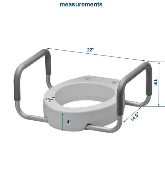 4 inch Raised Toilet Seat with Arms by MOBB