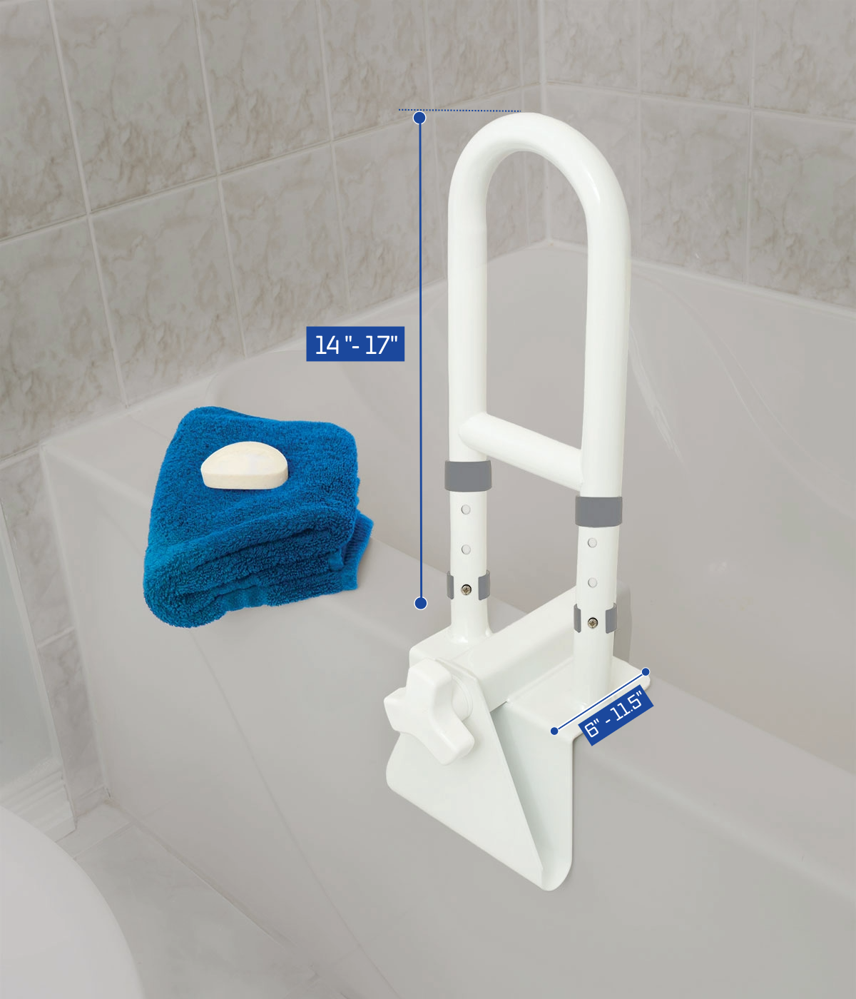 MOBB Clamp-On Bathtub Safety Rail – Powder Coated, Scratch Resistant