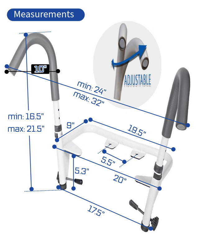 Toilet Safety Frame with Arms – MOBB Ultimate, Legless Design, 400 lb Capacity