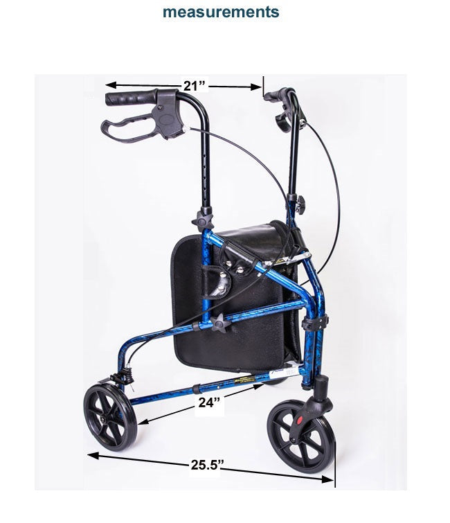 3 Wheel Aluminum Rollator Blue by MOBB