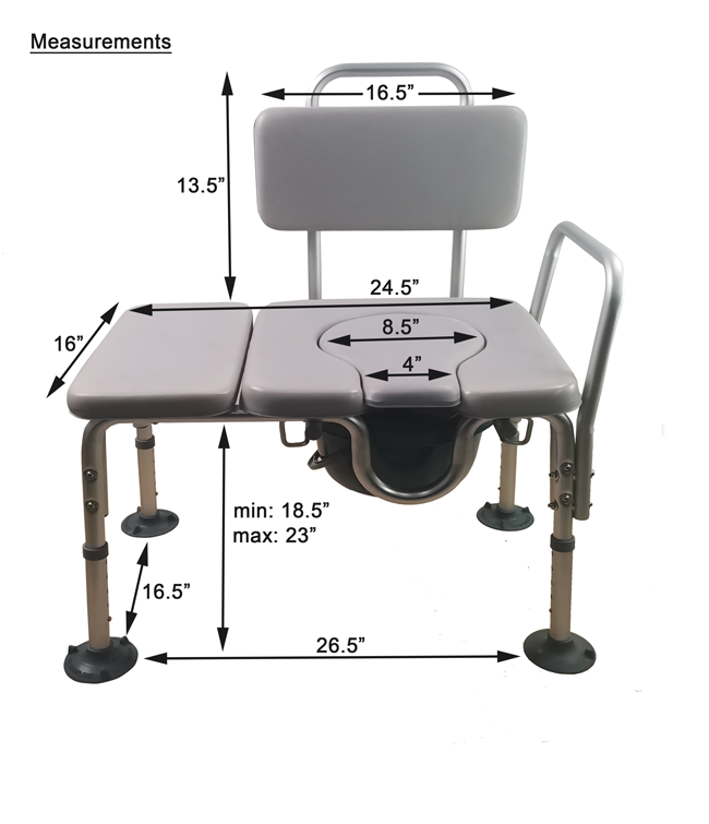 Padded Transfer Commode Chair – MOBB, 300 lb, Aluminum, Suction Cup Feet