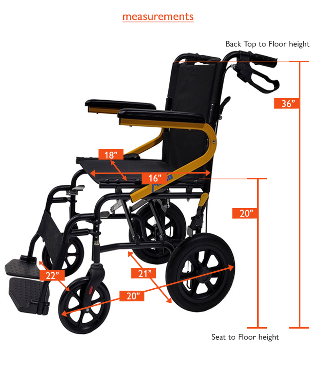 Transport Chair with 18" Seat and 12" wheels