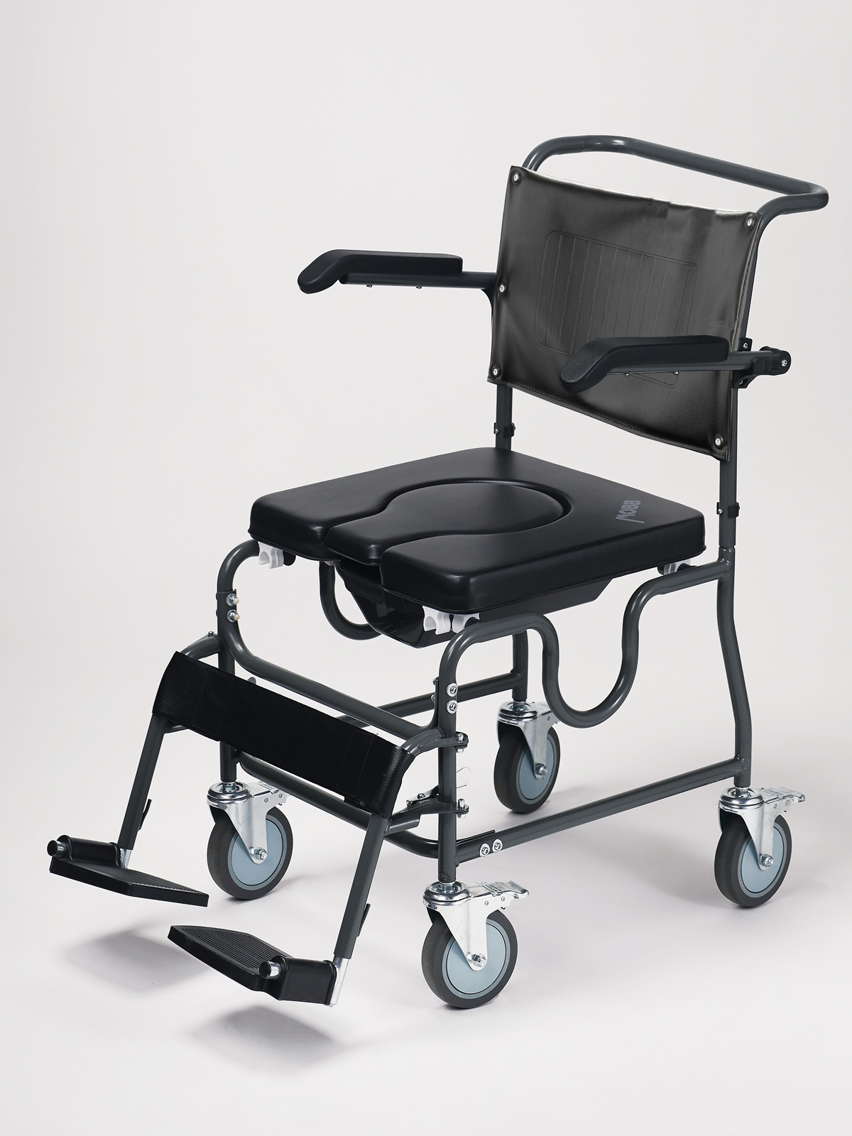 4 Way Padded Steel Commode Chair with Wheels: MHSCMW-3