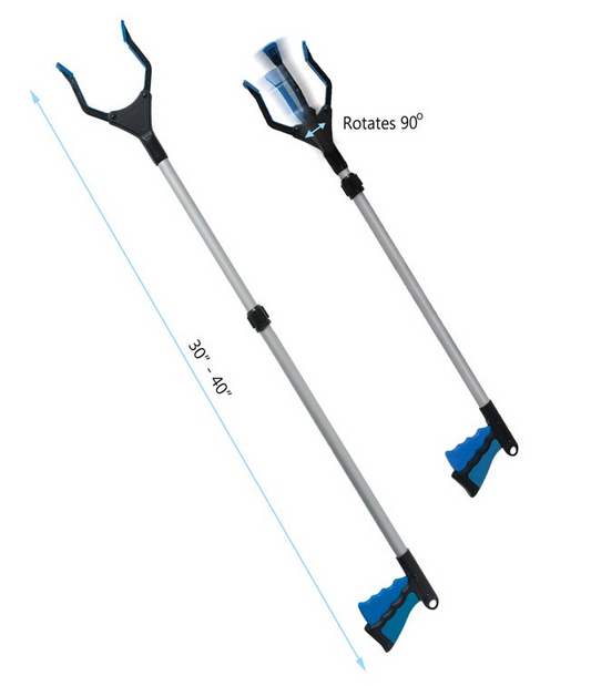 MOBB Telescoping Reacher – 30"–40", Rotating Pinchers, Built-In Magnets