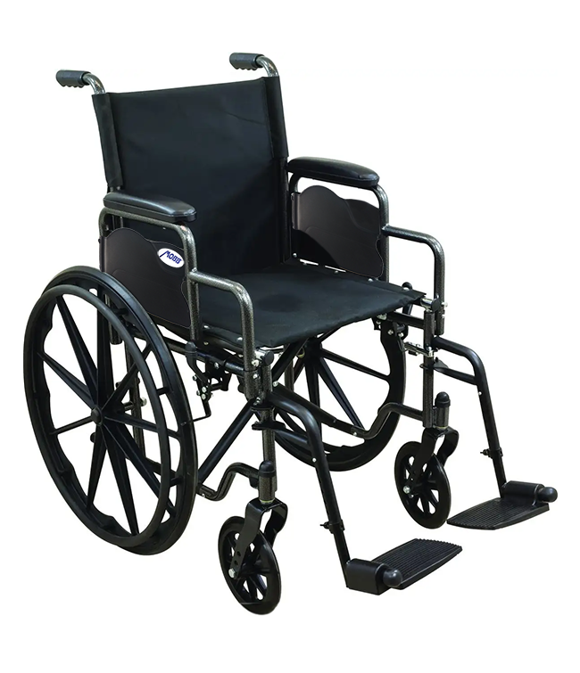 Lightweight Steel Wheelchair – Dual Axle, Flip-Back Desk Arms, 300–350 lb